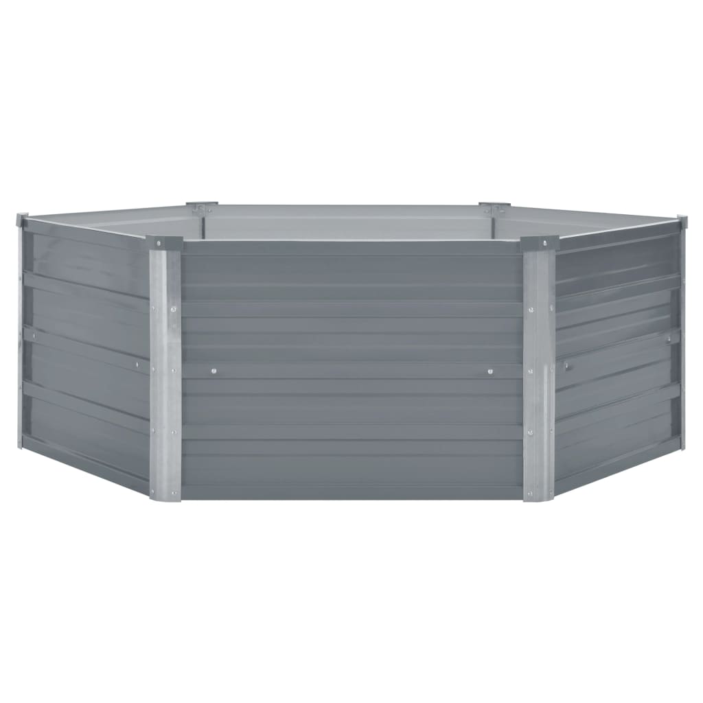 Raised Garden Bed Galvanised Steel Grey - 129×129×46cm