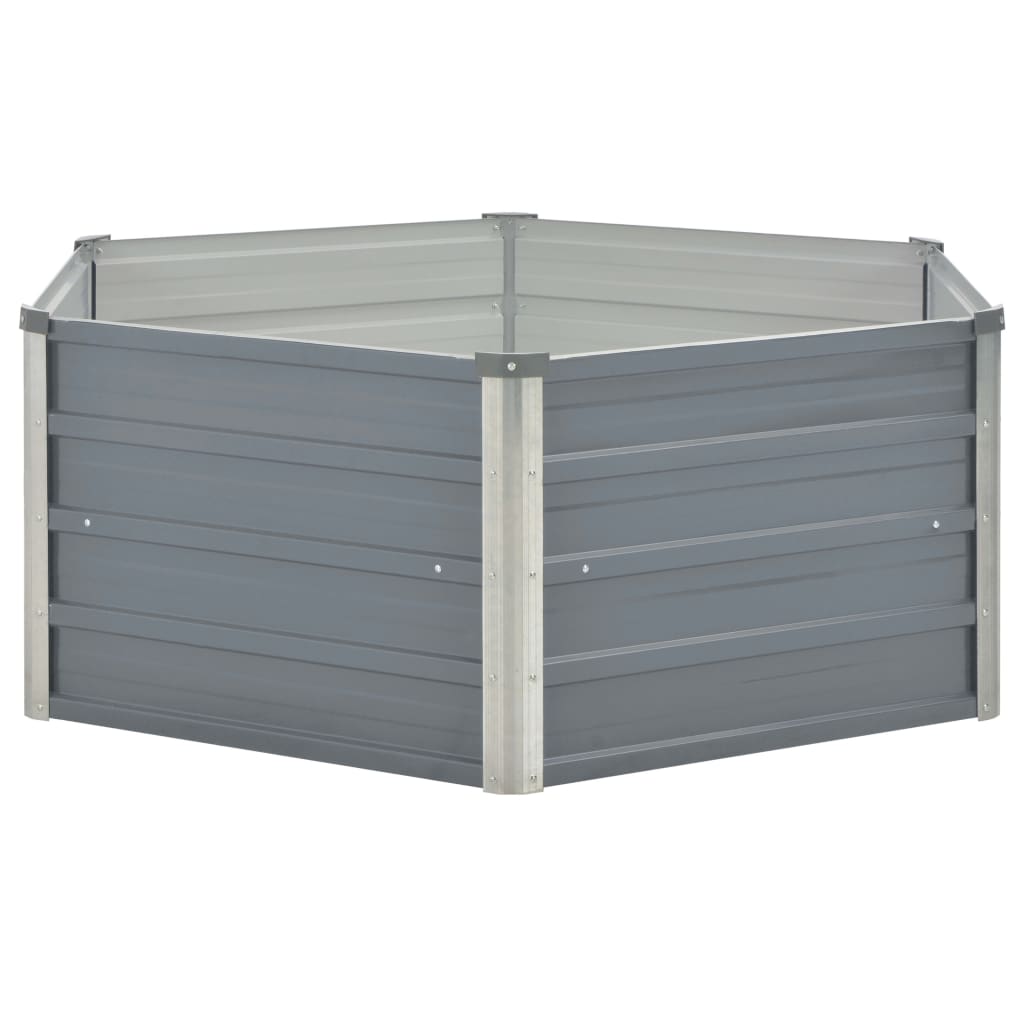 Raised Garden Bed Galvanised Steel Grey - 129×129×46cm