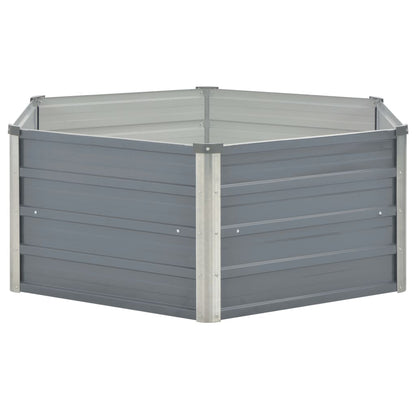 Raised Garden Bed Galvanised Steel Grey - 129×129×46cm