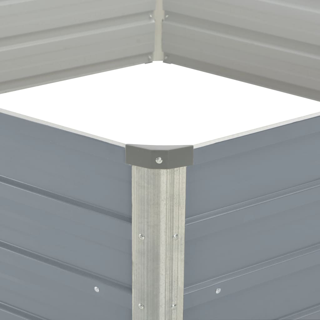 Raised Garden Bed Galvanised Steel Grey - 129×129×46cm