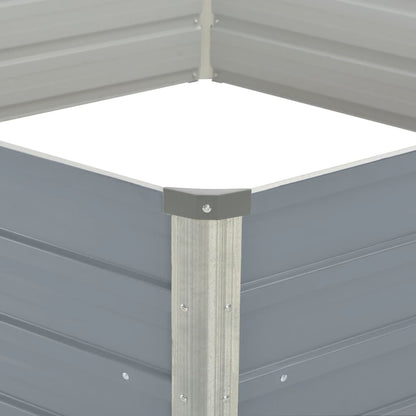 Raised Garden Bed Galvanised Steel Grey - 129×129×46cm