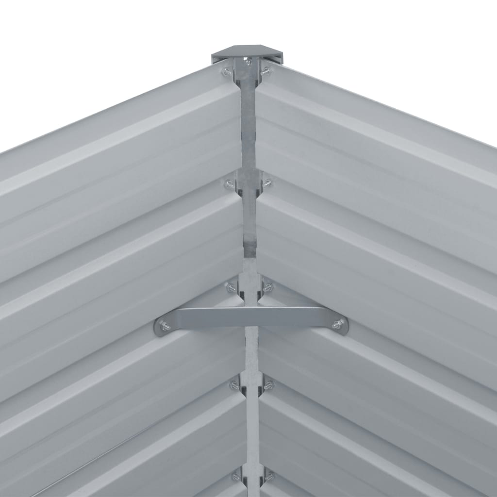 Raised Garden Bed Galvanised Steel Grey - 129×129×46cm