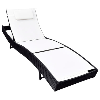 Sun Lounger Poly Rattan Black - 38×18×4.5cm