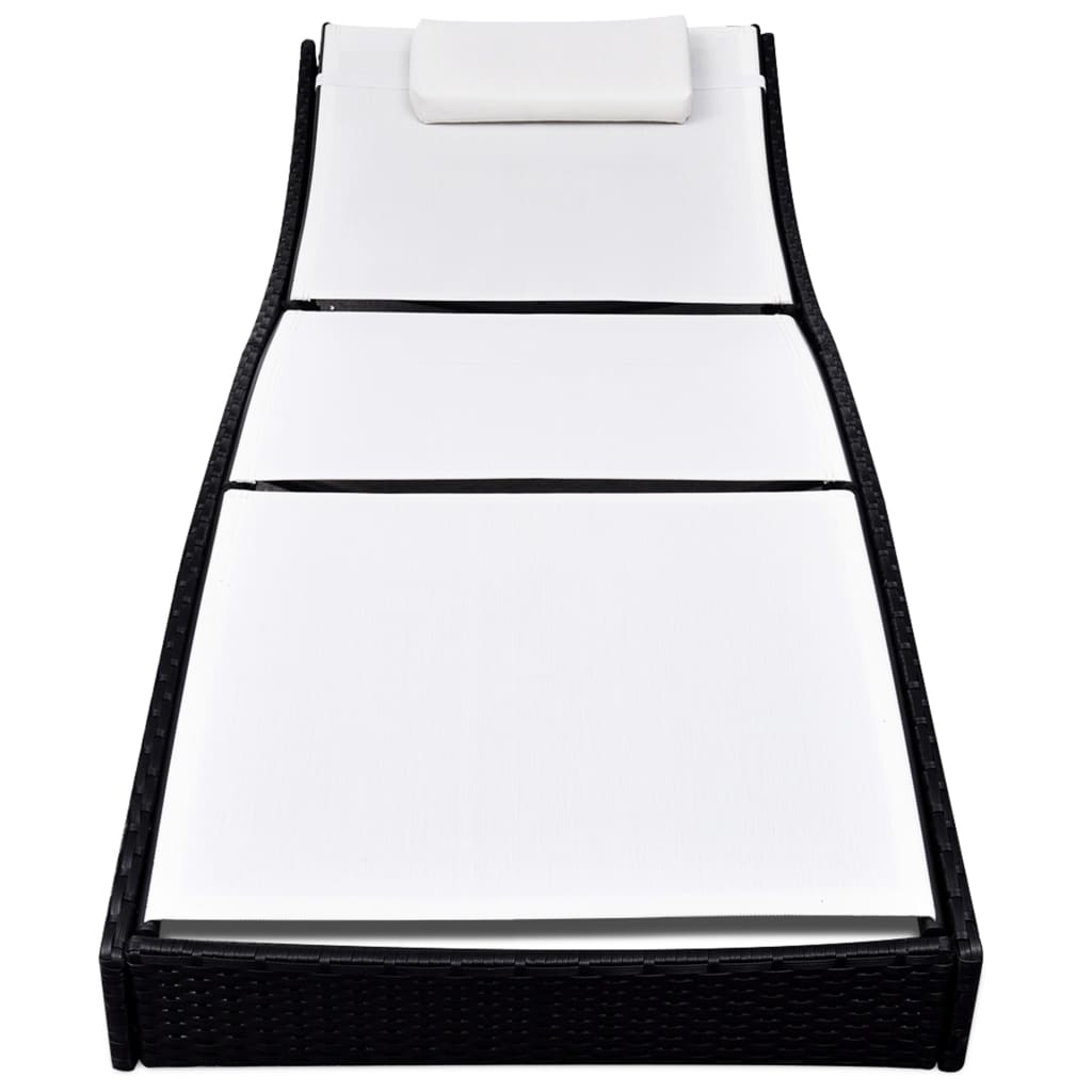 Sun Lounger Poly Rattan Black - 38×18×4.5cm