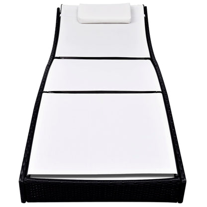 Sun Lounger Poly Rattan Black - 38×18×4.5cm
