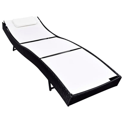 Sun Lounger Poly Rattan Black - 38×18×4.5cm