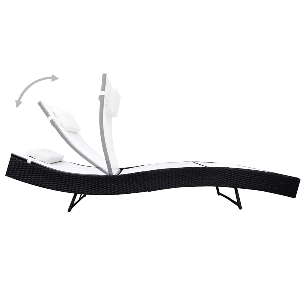 Sun Lounger Poly Rattan Black - 38×18×4.5cm