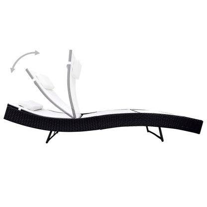 Sun Lounger Poly Rattan Black - 38×18×4.5cm