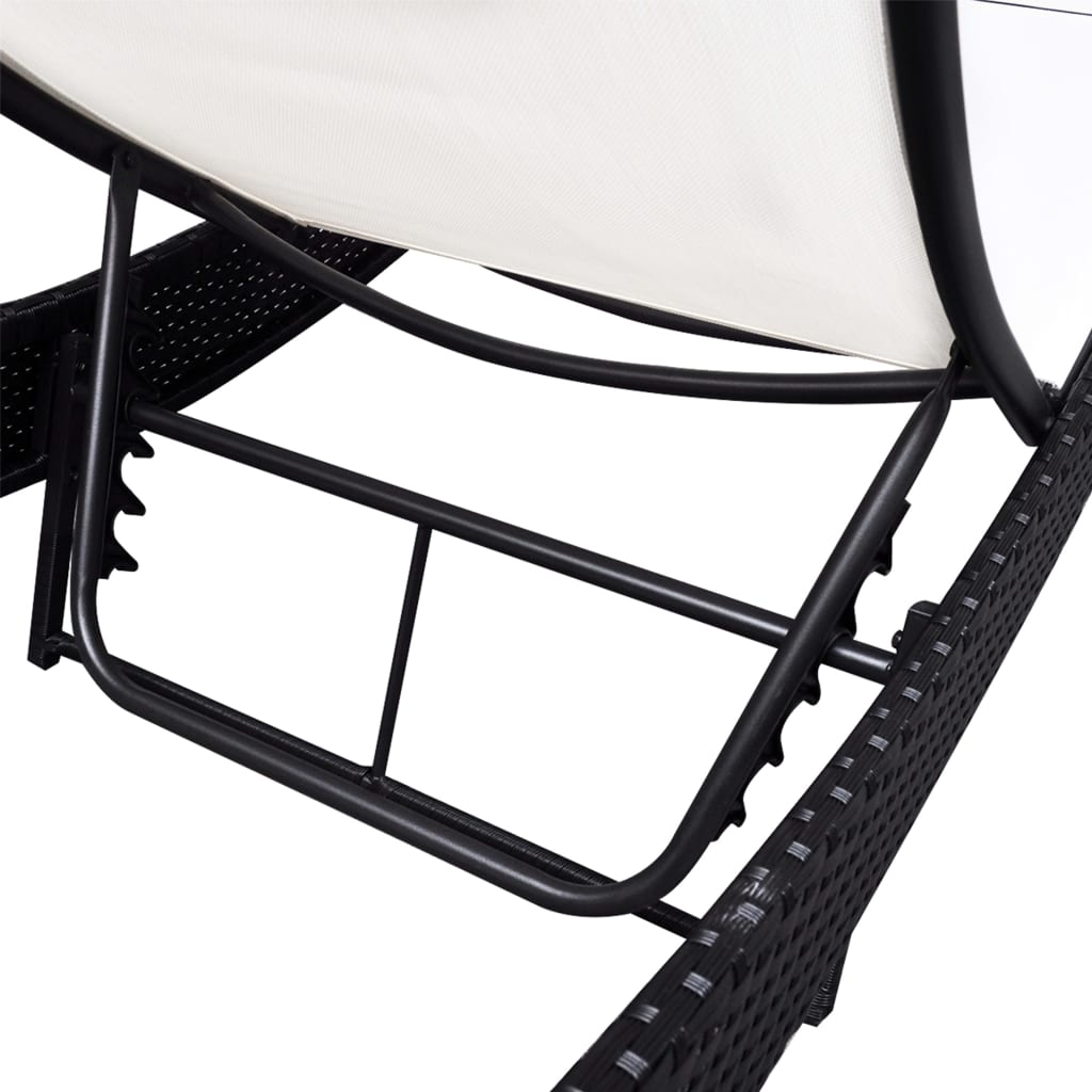 Sun Lounger Poly Rattan Black - 38×18×4.5cm
