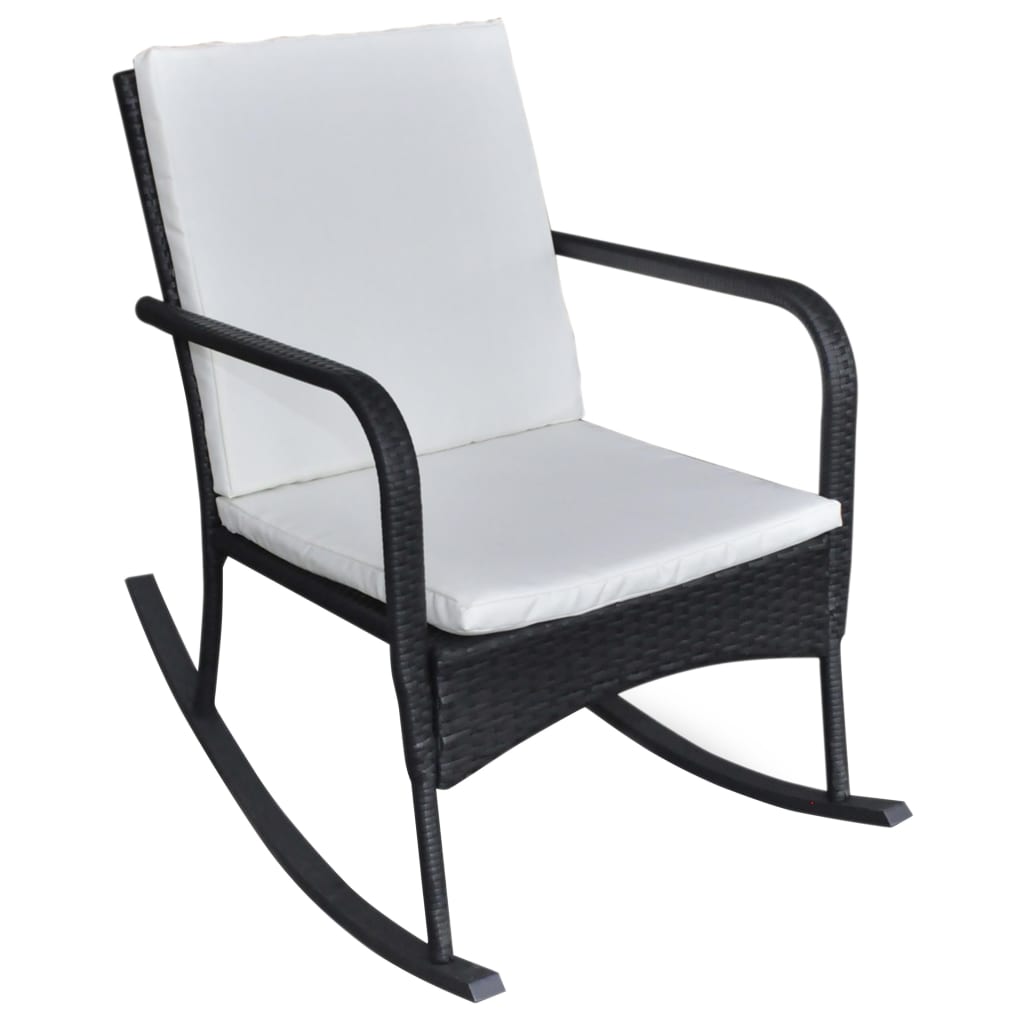Outdoor Rocking Chair Black Poly Rattan