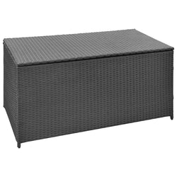 Garden Storage Box Black  Poly Rattan