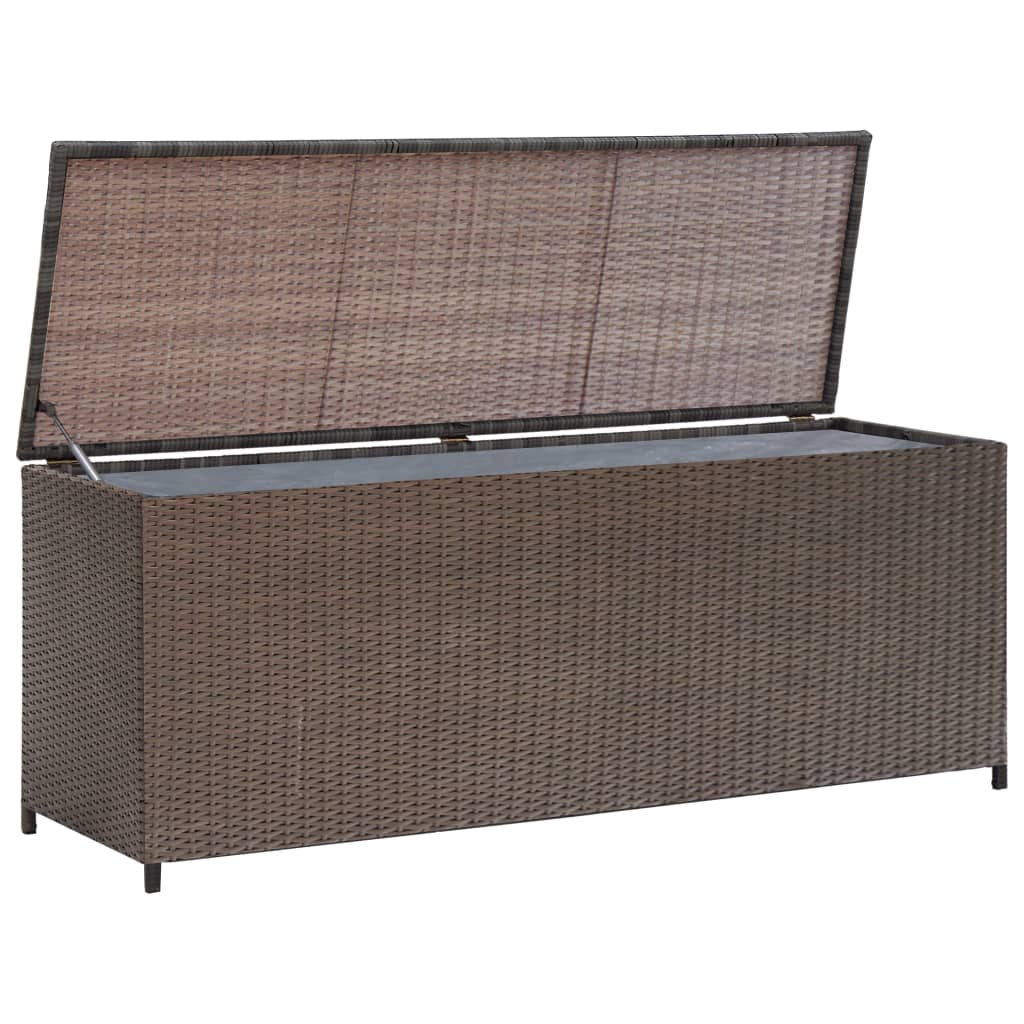 Garden Storage Box Brown Poly Rattan