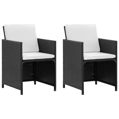 5 Piece Outdoor Dining Set with Cushions Poly Rattan Black - 41×41×35cm