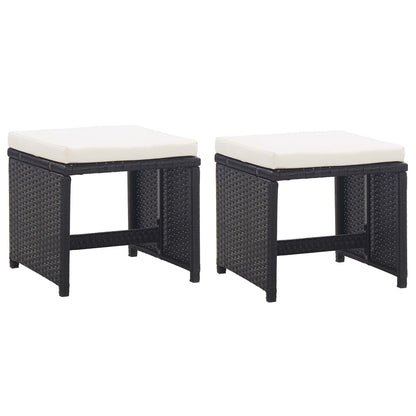 5 Piece Outdoor Dining Set with Cushions Poly Rattan Black - 41×41×35cm