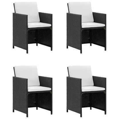 9 Piece Outdoor Dining Set with Cushions Poly Rattan Black - 52×56×85cm