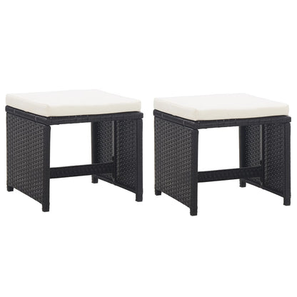 9 Piece Outdoor Dining Set with Cushions Poly Rattan Black - 52×56×85cm