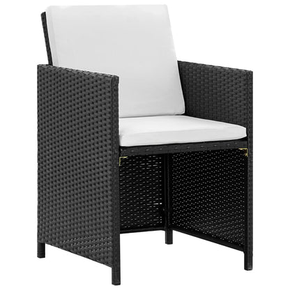 9 Piece Outdoor Dining Set with Cushions Poly Rattan Black - 52×56×85cm