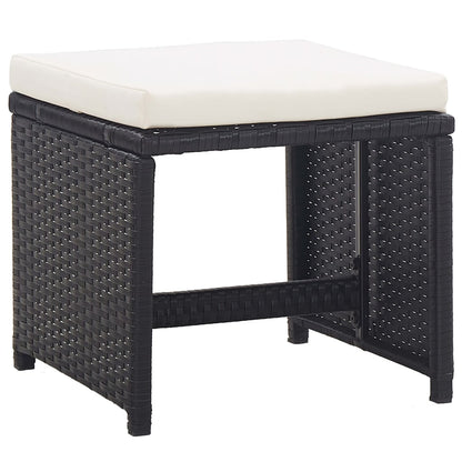 11 Piece Outdoor Dining Set with Cushions Poly Rattan Black - 52×56×85cm