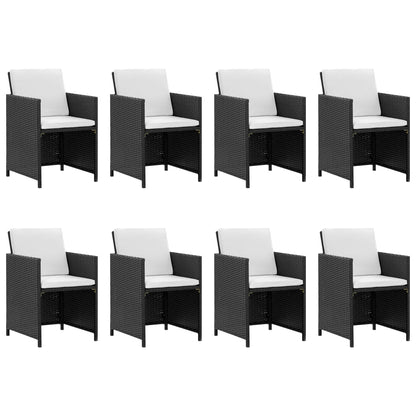 13 Piece Outdoor Dining Set with Cushions Poly Rattan Black - 52×56×85cm
