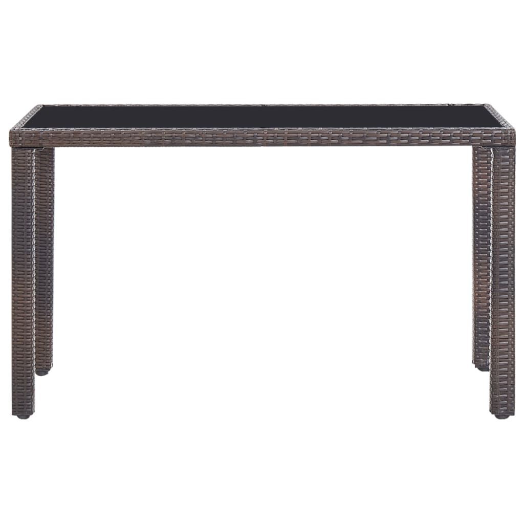 5 Piece Outdoor Dining Set with Cushions Poly Rattan Brown - 123×60×74cm