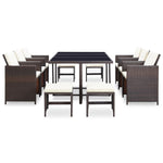 11 Piece Outdoor Dining Set with Cushions Poly Rattan Brown