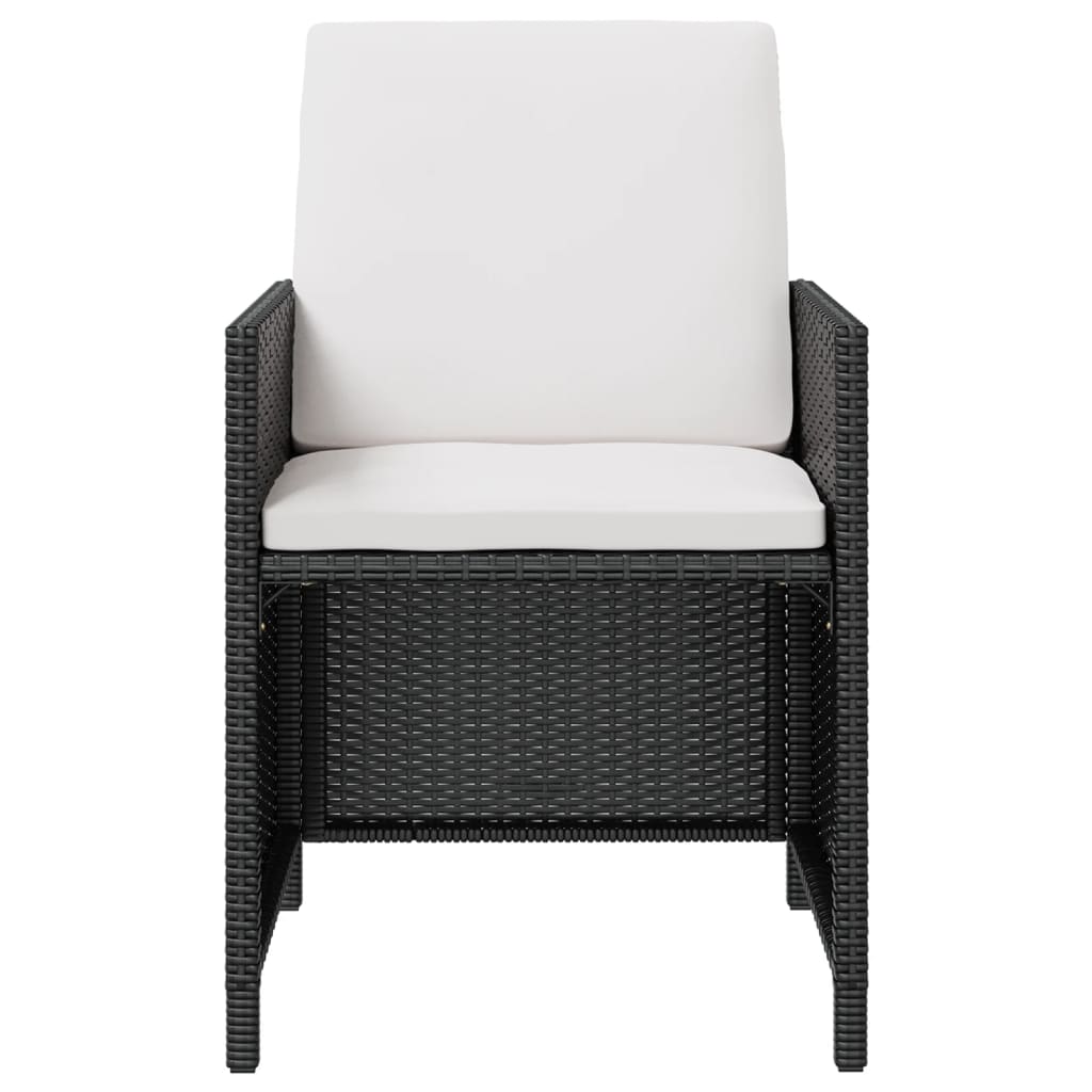 9 Piece Outdoor Dining Set Poly Rattan and Acacia Wood Black - 109×109×74cm
