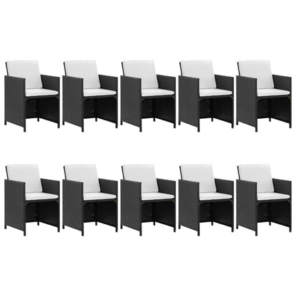 Outdoor Dining Set with Cushions Poly Rattan Black