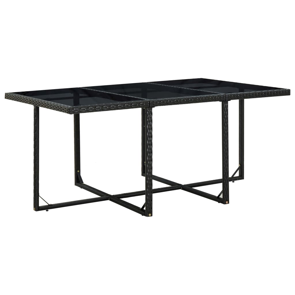 Outdoor Dining Set with Cushions Poly Rattan Black