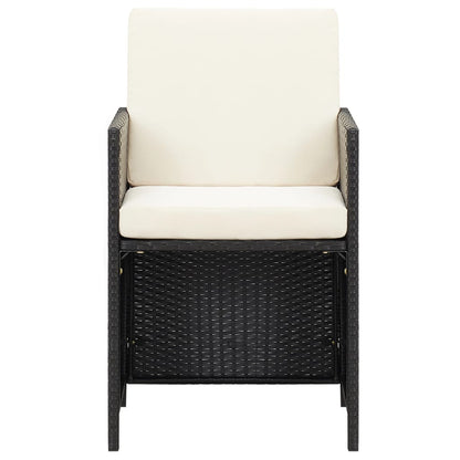 Garden Chairs 2 pcs with Cushions and Pillows Poly Rattan Black