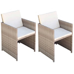 Garden Chairs 2 pcs with Cushions and Pillows Poly Rattan Beige