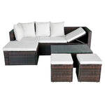 4 Piece Garden Lounge Set with Cushions Poly Rattan Brown