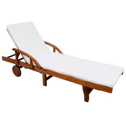 Sun Lounger with Cushion Solid Acacia Wood - 31×27cm