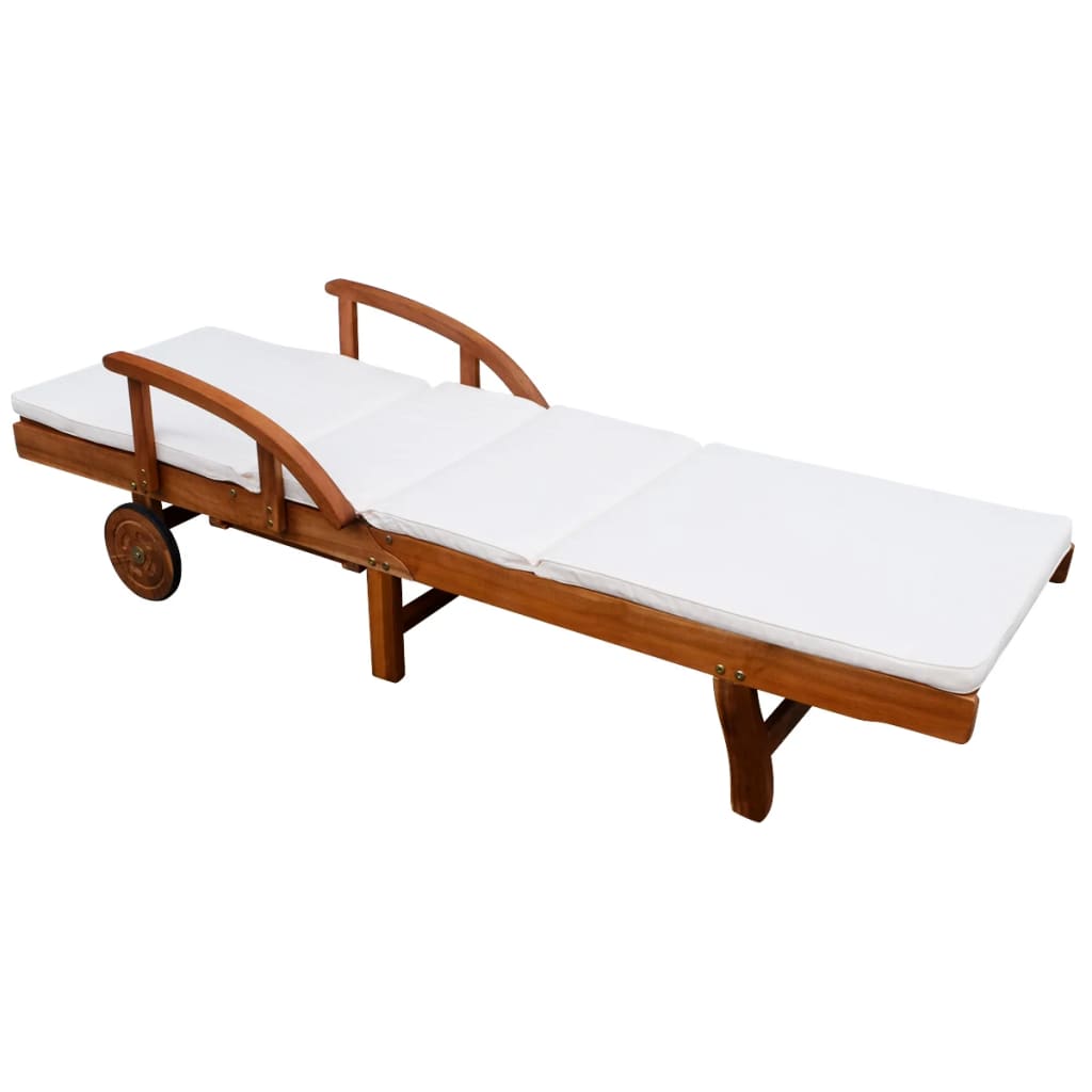Sun Lounger with Cushion Solid Acacia Wood - 31×27cm