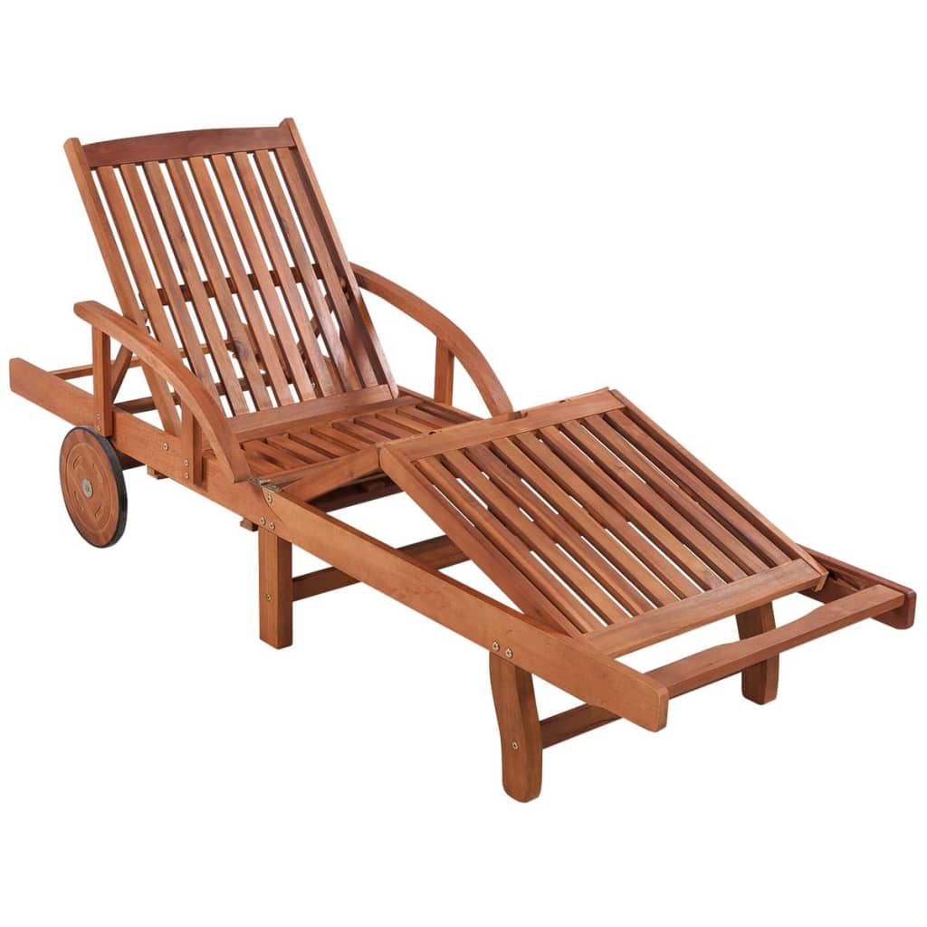 Sun Lounger with Cushion Solid Acacia Wood - 31×27cm