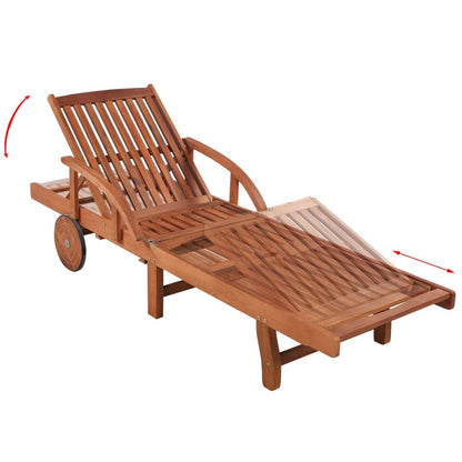 Sun Lounger with Cushion Solid Acacia Wood - 31×27cm