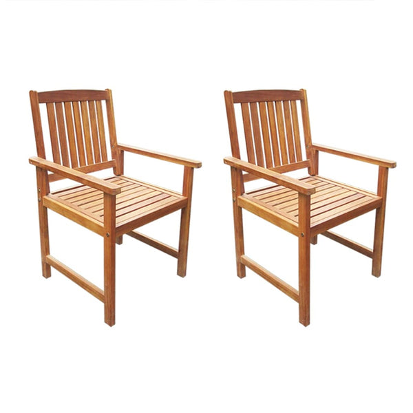  Garden Chairs 2 pcs Solid Acacia Wood Brown