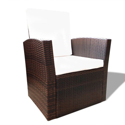 4 Piece Garden lounge set with Cushions Poly Rattan Brown - 85×49.5×35cm