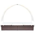Double Sun Lounger with Canopy Poly Rattan Brown
