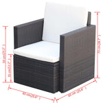 Garden Chair with Cushions and Pillows Poly Rattan Brown