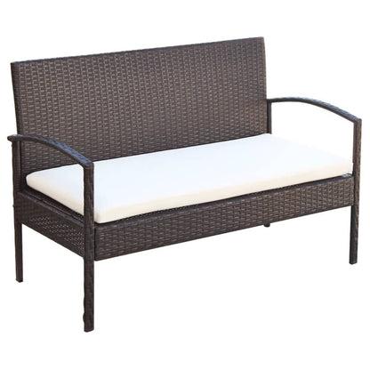 4 Piece Garden Lounge Set with Cushions Poly Rattan Brown - 106×59×73cm