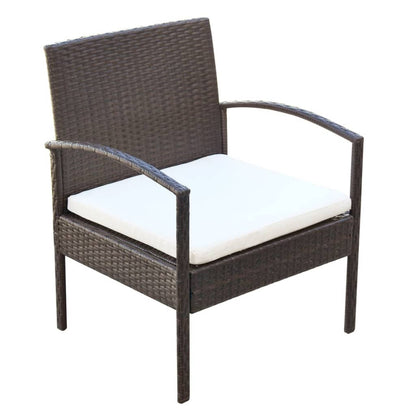 4 Piece Garden Lounge Set with Cushions Poly Rattan Brown - 106×59×73cm