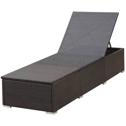 Sun Lounger with Cushion Poly Rattan Brown - Cream White