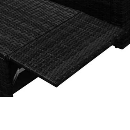 2 Piece Garden Lounge Set with Cushions Poly Rattan Black - 133×56×30cm