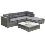 5 Piece Garden Lounge Set with Cushions Poly Rattan Grey