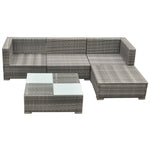 5 Piece Garden Lounge Set with Cushions Poly Rattan Grey