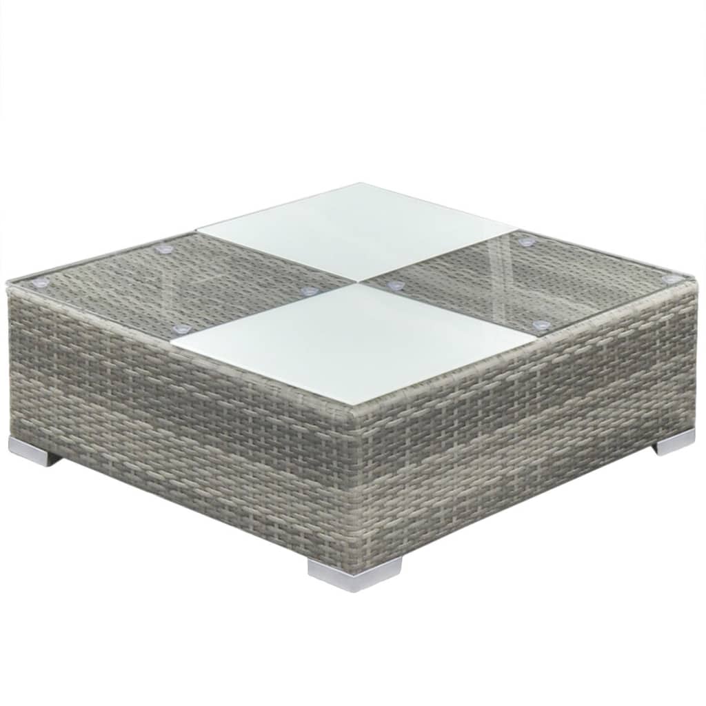 8 Piece Garden Lounge Set with Cushions Poly Rattan Grey - 69.5×69.5×52.5cm