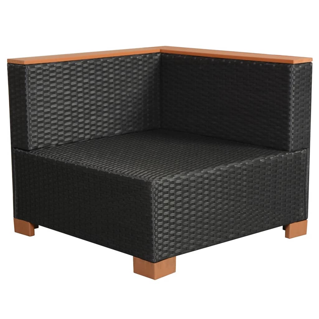 10 Piece Garden Lounge Set with Cushions Poly Rattan Black - 69.5×69.5×57.5cm
