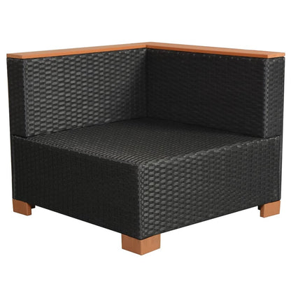 10 Piece Garden Lounge Set with Cushions Poly Rattan Black - 69.5×69.5×57.5cm