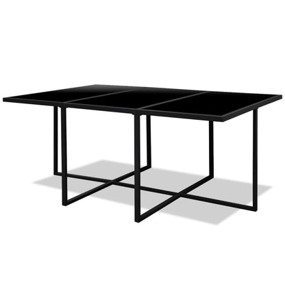 11 Piece Outdoor Dining Set with Cushions Poly Rattan Black - 52×52×67cm