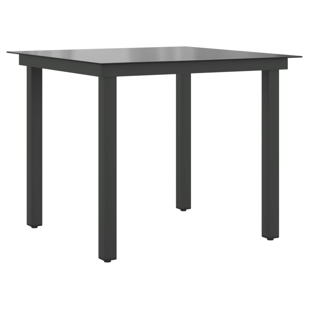 Garden Table Black Aluminium and Glass